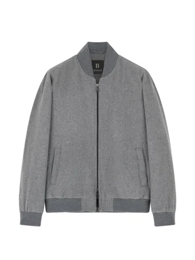 Boggi Milano Bomber Padded In Wool Cashmere In Gray