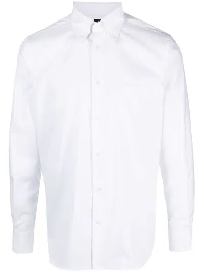 Boggi Milano Button-up Cotton-blend Shirt In White