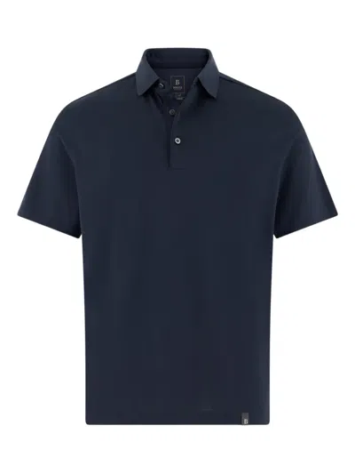 Boggi Milano Button Appliqué Polo Shirt In Blue