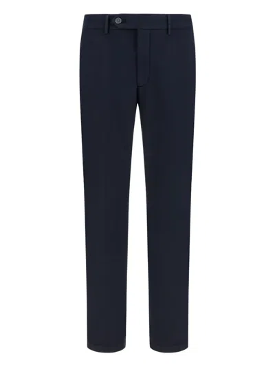 Boggi Milano Stretch Cotton/tencel Trousers In Blue