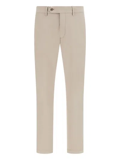 Boggi Milano Stretch Cotton/tencel Trousers In Neutral