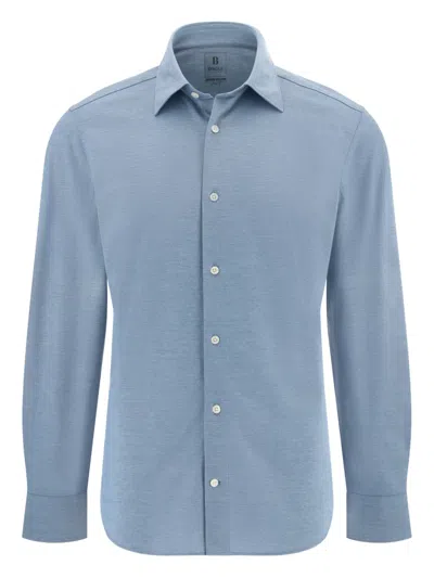 Boggi Milano Buttoned Collar Shirt In Blue