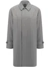 Boggi Milano Pea Coat In Technical Wool In Grau