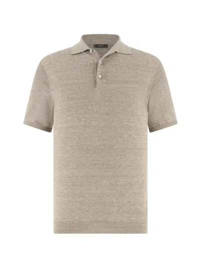 Boggi Milano Ens Taupe Fine-knit Regular-fit Linen And Cotton Polo Shirt In Gray