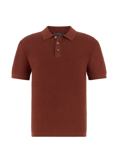 Boggi Milano Button-up Polo Shirt In Brown