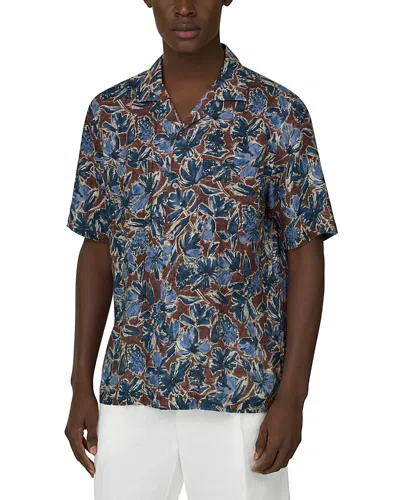 Boggi Milano Camp Collar Tropical Linen Shirt In Multi