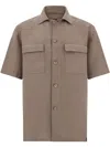 Boggi Milano Linen Button Front Overshirt In Brown