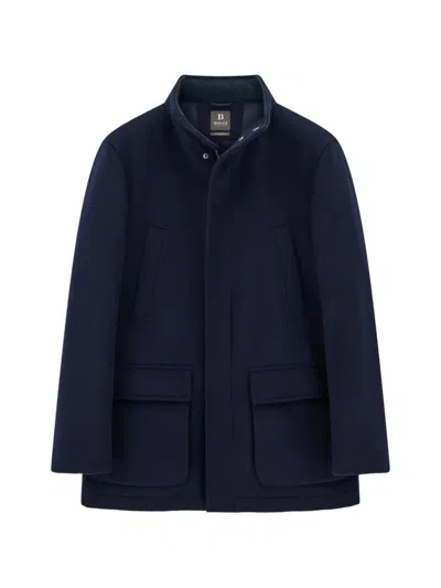 Boggi Milano Car Coat Padded In Wool-cashmere In Blue