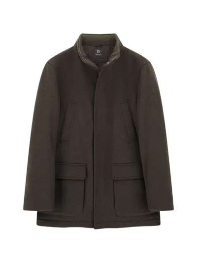 Boggi Milano Car Coat Padded In Wool-cashmere In Brown