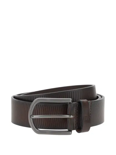 Boggi Milano Carved Striped-design Belt In Black