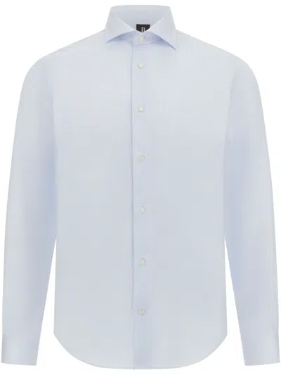 Boggi Milano Checked Cotton Shirt In Blue