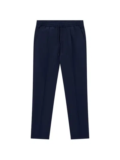 Boggi Milano City Trousers In Mélange Wool Flannel In Blue