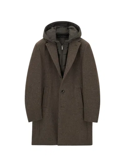 Boggi Milano Coat In Wool-blend B Jersey In Brown