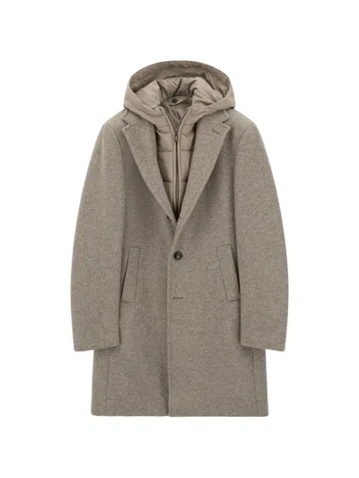 Boggi Milano Coat In Wool-blend B Jersey In Neutral