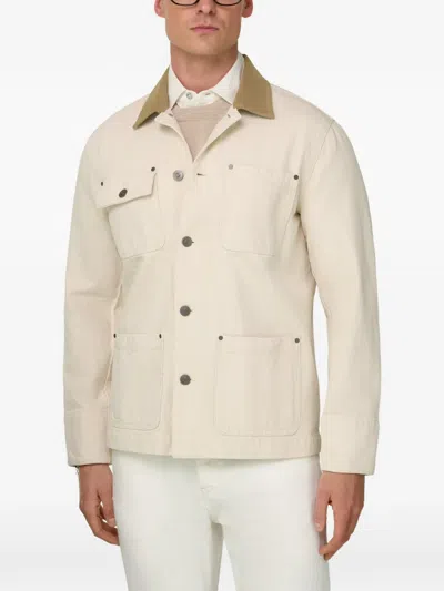 Boggi Milano Collar Buttoned Shirt Jacket In Neutral