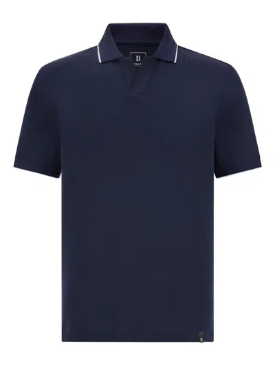 Boggi Milano Contrast-trim Polo Shirt In Blue