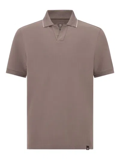 Boggi Milano Contrast-trim Polo Shirt In Brown