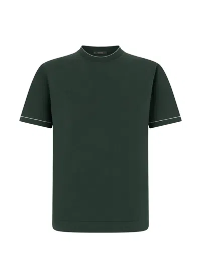 Boggi Milano Contrast-detail Crepe-knit T-shirt In Neutral