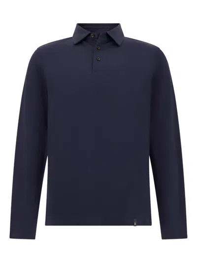 Boggi Milano Cotton And Silk Blend Polo Shirt In Blue