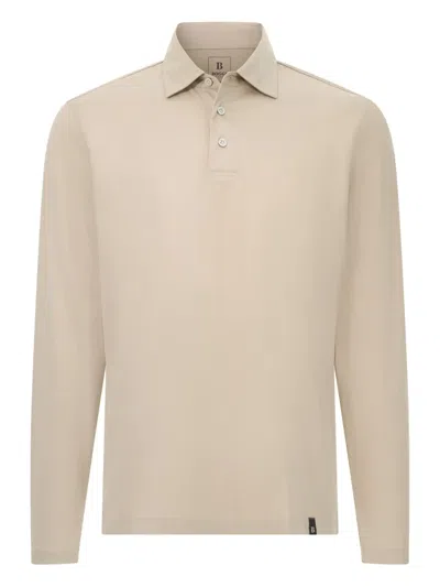 Boggi Milano Cotton And Silk Blend Polo Shirt In Neutral