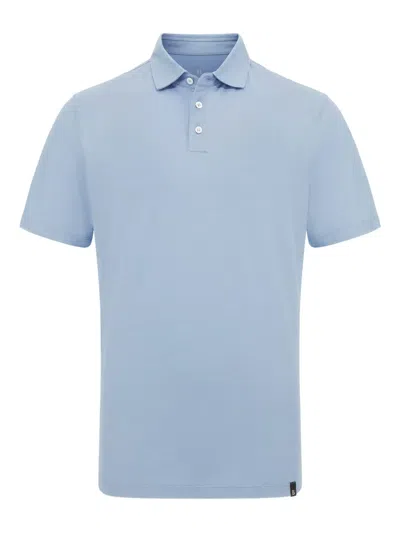 Boggi Milano Cotton Crepe Jersey Polo Shirt In Blue