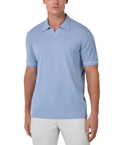 Boggi Milano Cotton Crepe Knit Polo Shirt In Blue