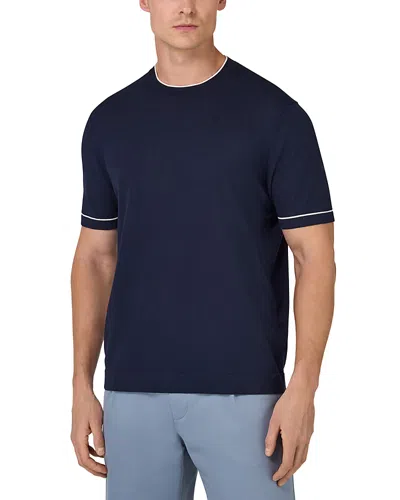 Boggi Milano Cotton Crepe Knit Tee In Blue