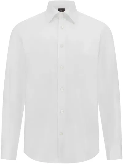 Boggi Milano Regular Fit Cotton Twill Shirt In White