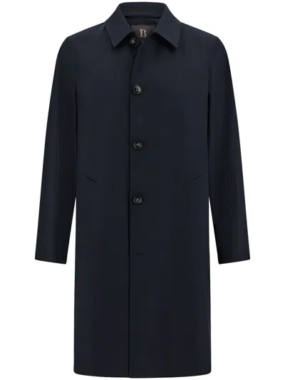 Boggi Milano Technical Cotton Pea Coat In Blue