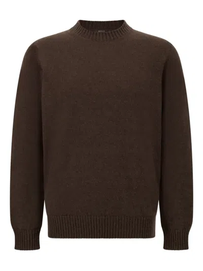 Boggi Milano Crew-neck Pullover In Brown
