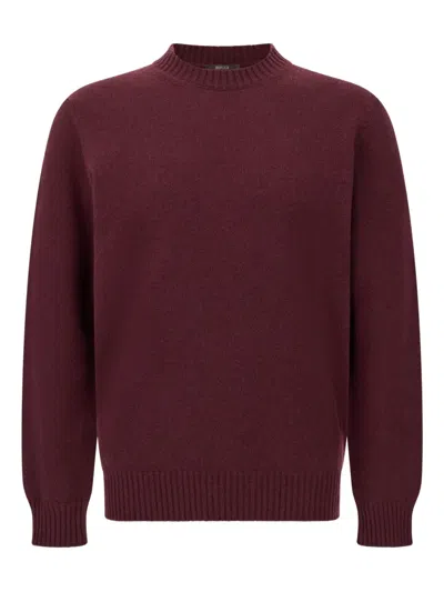 Boggi Milano Crew-neck Pullover In Burgundy