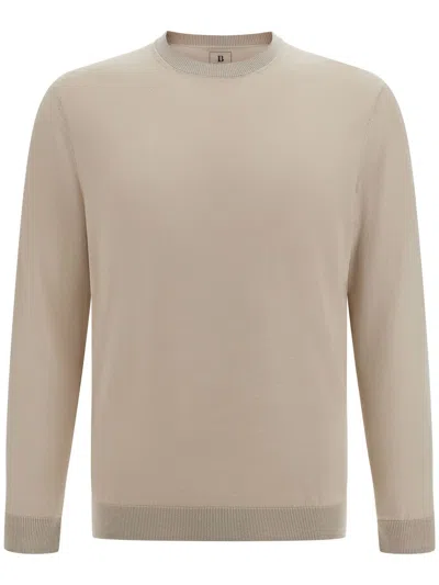 Boggi Milano Merino Wool Crew Neck Jumper In Gray
