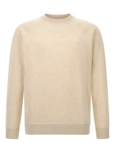 Boggi Milano Crew Neck Jumper In Wool And Cashmere In Neutral