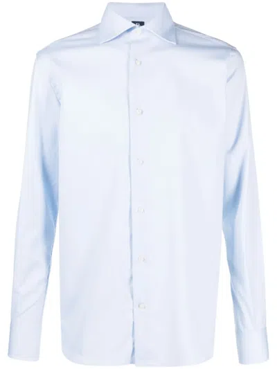 Boggi Milano Cutaway-collar Cotton Shirt In Blue