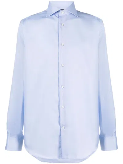 Boggi Milano Dobby Cotton Shirt In Blue
