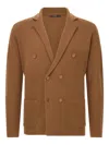 Boggi Milano Double-breasted Knit Jacket In Brown