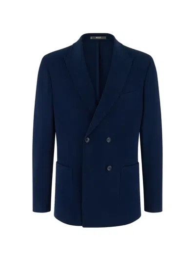 Boggi Milano Double-breasted Blazer In Blue