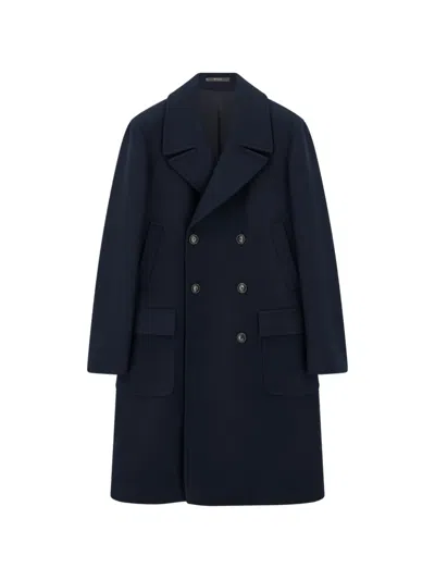 Boggi Milano Double-breasted Wool Coat In Multi