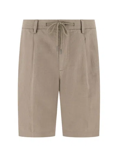 Boggi Milano Drawcord Linen Bermuda Shorts In Neutral