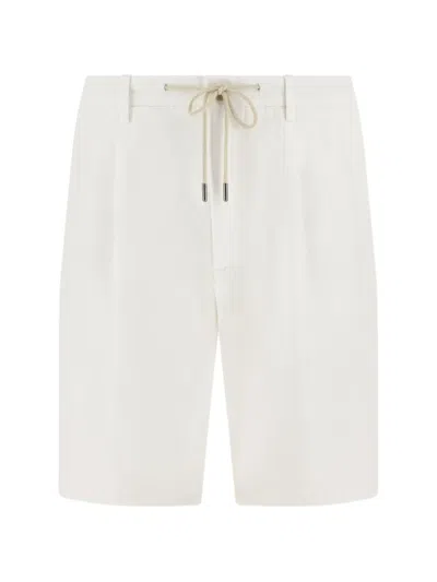 Boggi Milano Drawcord Plain Linen Shorts In Black