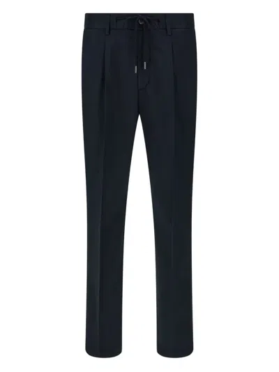 Boggi Milano Stretch Cotton Trousers In Blue