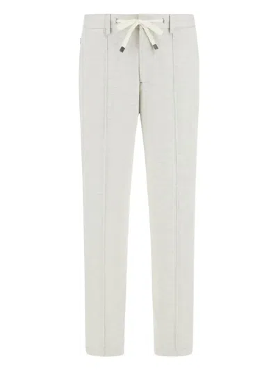 Boggi Milano Cotton Blend Jersey Trousers In Gray
