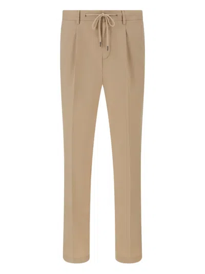Boggi Milano Stretch Cotton Trousers In Neutral