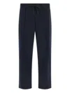 Boggi Milano Ens Navy Blue Drawstring Straight-leg Stretch Wool-blend Trousers In Blue