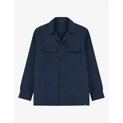 Boggi Milano Overshirt Indouble-face Denim In Blue