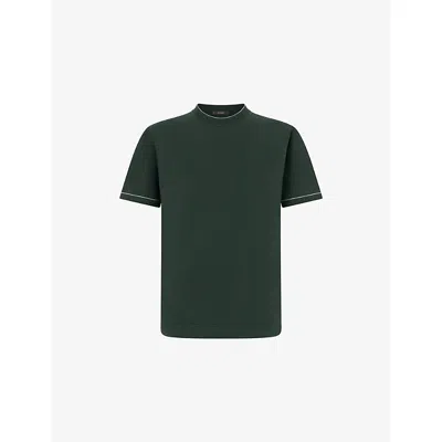 Boggi Milano Ens Dark Green Crew-neck Cotton Crêpe Knit T-shirt