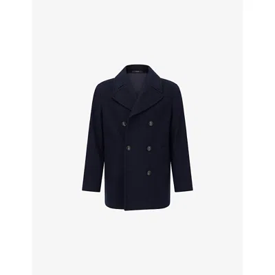 Boggi Milano Ens Navy Blue Double-breasted Wool Peacoat