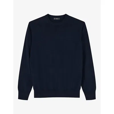 Boggi Milano V-neck Jumper In Extrafine Merino Wool In Blue