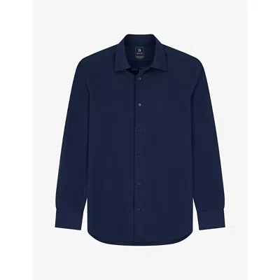 Boggi Milano Polo Shirt In Japanese Jersey Twill Regular Fit In Blue