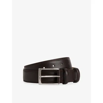 Boggi Milano Ens Branded-buckle Leather Belt Dark Brown